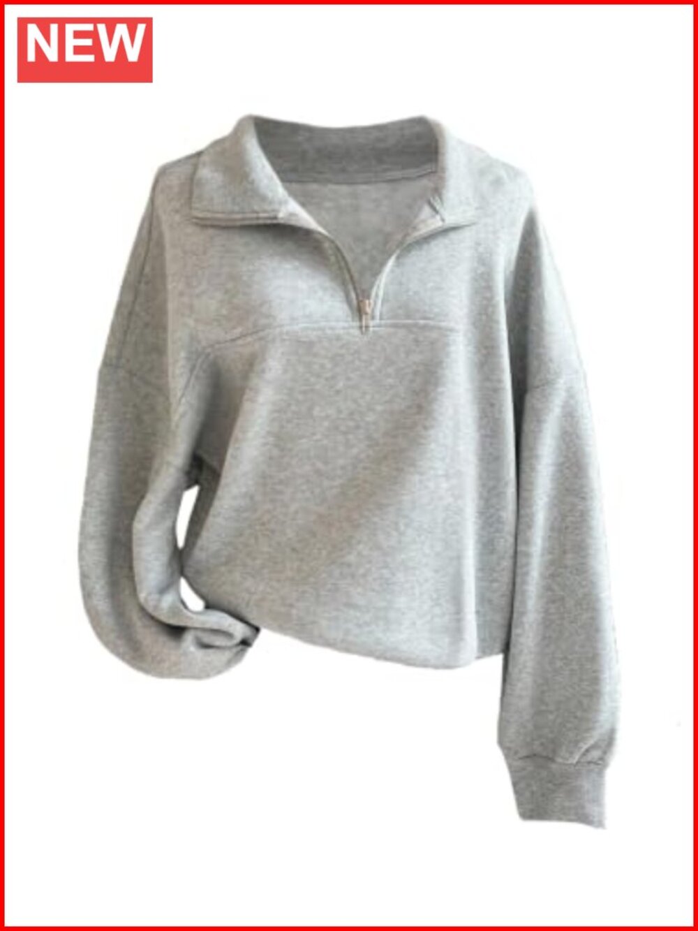 Oversized Quarter Zip Sweatshirt Collared Drop Shoulder Pullover
